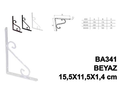 Beşel Perforje Raf Altı Raf Demiri Parlak Beyaz 15,5x11,5x1,4 cm