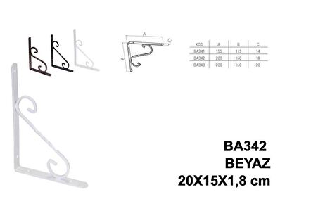 Beşel Perforje Raf Altı Raf Demiri Parlak Beyaz 20x15x1,8 cm