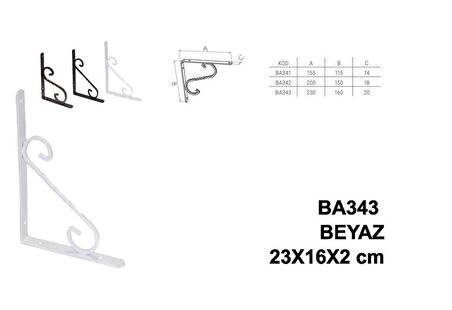 Beşel Perforje Raf Altı Raf Demiri Parlak Beyaz 23x16x2 cm