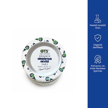 Ots Organik Hindistan Cevizi Yağı 185 Gr (Organik Sertifikalı, Pestisit Analizli)
