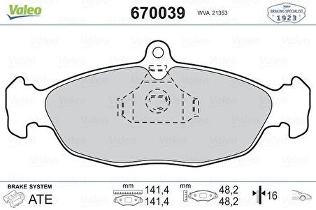 Opel On Fren Balatası Astra F Corsa B Vectra A Tigra Combo 1,2 / 1,4 / 1,7 - Valeo 670039