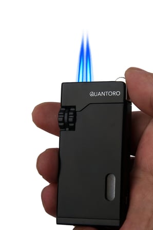 Quantoro Çift Torch Pürmüz Siyah Metal Puro Çakmağı - TRZ1141