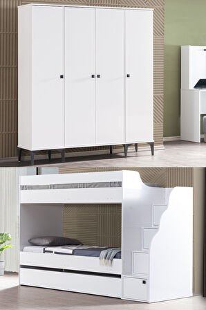 Ranza, White Complex Yavrulu Ranza 4 Kapaklı Dolap
