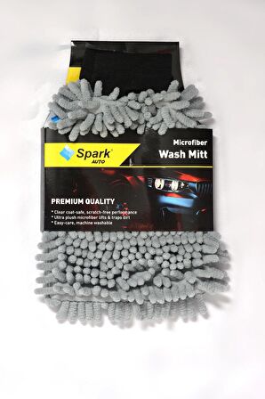 Spark 7050 Mikrofiber Şönil Oto Temizlik ve Kurulama Eldiveni 16x24 cm. GRİ ( 12 ADET )