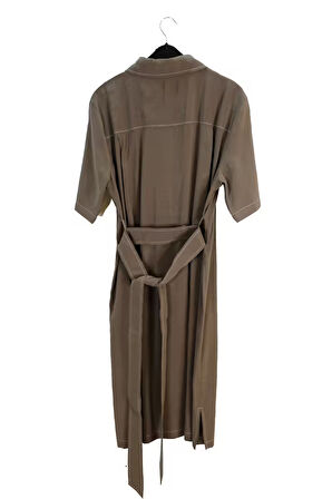 3820 SEDNA KUŞAKLI DÜĞMELİ ELBİSE