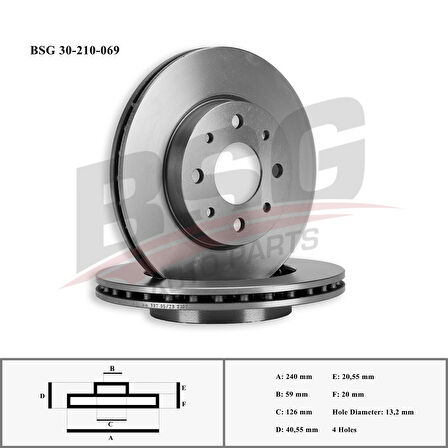 Ford Fren Diski Ön - Adet - Bsg 30-210-069
