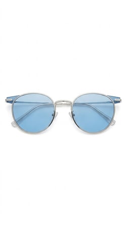 Sanches Yuvarlak Metal Güneş Gözlüğü – Açık Mavi Cam UV400 Koruma | Unisex 52mm L beden