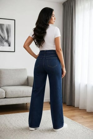 Zofya Den Kadın Lacivert Salaş Likralı Kot Pantolon Jean New-1