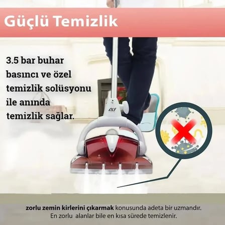 Alf BT 123 1200W Hero Basınçlı Buharlı Dik Temizleme Makinesi  