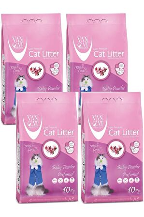 Van Cat  Baby Powder Parfümlü Kedi Kumu 10 Kg 4 Adet 