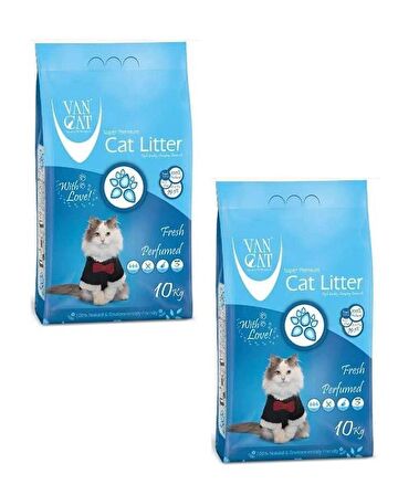 Vancat Fresh Parfüm Kokulu Topaklanan İnce Taneli Kedi Kumu 10 Kg (2 ADET)