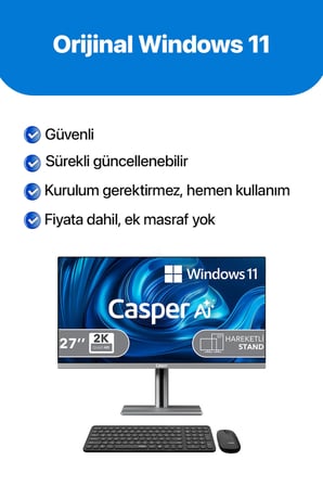 Casper Nirvana A87.255H-BF00A-V-G Intel Core Ultra 7-255H 16GB RAM 1TB NVMe SSD Windows 11 Home All in one