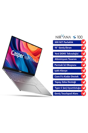 Casper Nirvana S100 Intel Core Ultra 7 255H 16GB DDR5 2TB SSD Freedos 16" S100.255H-BX00A-G-F