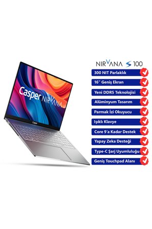 Casper Nirvana S100 Intel Core Ultra 7 255H 32GB DDR5 1TB SSD W11P 16" S100.255H-DF00R-G-F