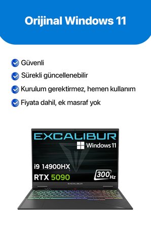 Casper Excalibur G920 i9-14900HX 24GB 2TB RTX5090 24GB 16" W11 Pro Gaming Laptop G920.1490-CX90H-E