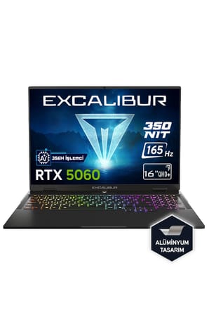 Casper Excalibur G915 Intel Core Ultra AI 7-356H 24GB 2TB RTX5060 165HZ 16" Freedos Gaming Laptop G915.356H-CX60X-C