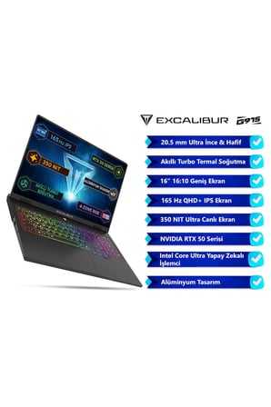 Casper Excalibur G915 AI Intel Core Ultra 7-356H 24GB 1TB RTX5070 165HZ 16" W11P Gaming Laptop G915.356H-CF70R-C