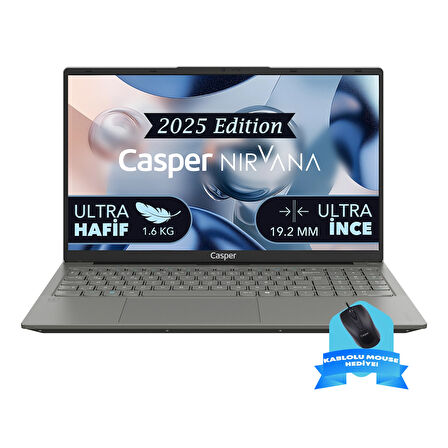 Casper Nirvana X600.1362-BU00X-G-F-KM35S Intel Core i7-13620H 16GB RAM 250GB NVME SSD Freedos Kablolu Mouse