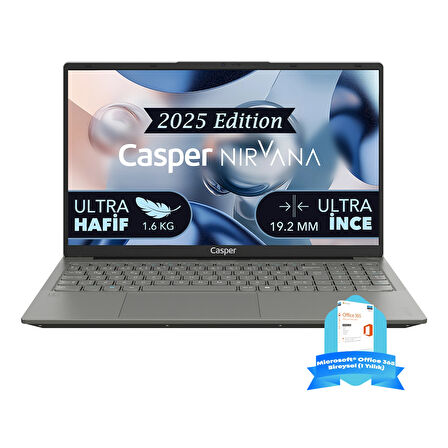 Casper Nirvana X600.7430-8U00T-G-F-OFM365 AMD Ryzen 5-7430U 8GB RAM 250GB NVME SSD Windows 11 Home + Microsoft® Office 365 Bireysel (1 Yıllık) Hediye