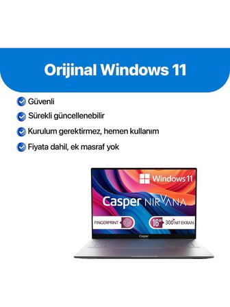 Casper Nirvana S100 300NIT i5-13420H 16GB DDR5 1TB SSD 16" W11H Laptop S100.1342-BF00A-G-F