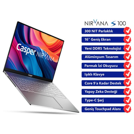 Nirvana S100 300NIT i7-13620H 16GB DDR5 2TB SSD 16" W11H Laptop S100.1362-BX00A-G-F