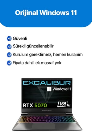 Casper Excalibur G870 i7-13620H 32GB 2TB+2TB RTX5070 8GB 165HZ 15.6" Freedos Gaming Laptop G870.1362-DN70X-C