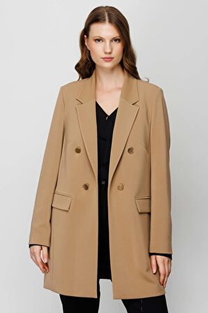 Ekol Kadın Uzun Blazer Ceket 4507 Camel