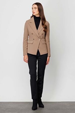 Ekol Kadın Blazer Düğmeli Ceket 4009 Camel
