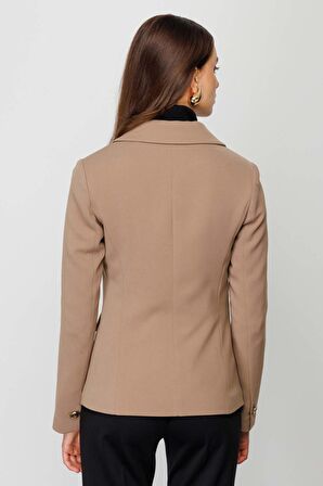 Ekol Kadın Blazer Düğmeli Ceket 4009 Camel