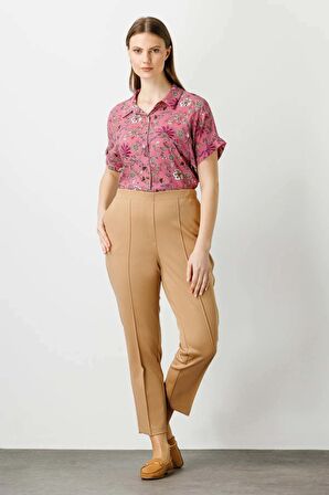 Ekol Kadın Çimalı Dar Paça Pantolon 2039 Camel