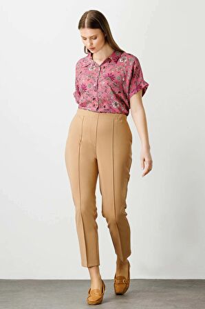 Ekol Kadın Çimalı Dar Paça Pantolon 2039 Camel