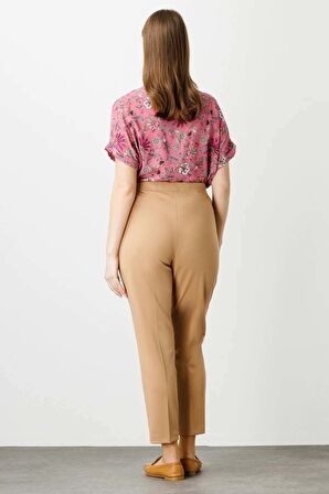 Ekol Kadın Çimalı Dar Paça Pantolon 2039 Camel