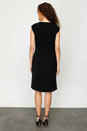 Ekol Kadın V Yaka Krep Elbise 5005 Siyah