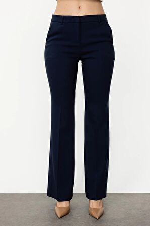 Ekol Bol Paça Normal Bel Lacivert Kadın Pantolon 24EKL03064