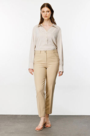 Ekol Kadın Cepli Dar Paça Pantolon 3060 Bej