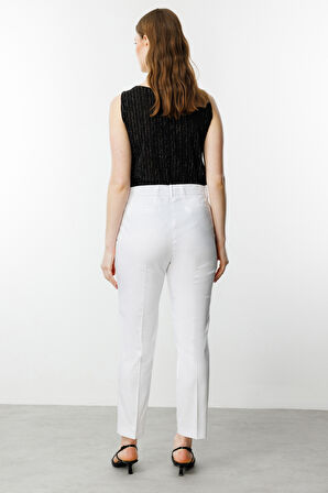 Ekol Kadın Büyük Beden Beli Lastikli Cepsiz Pantolon 2028 Ekru