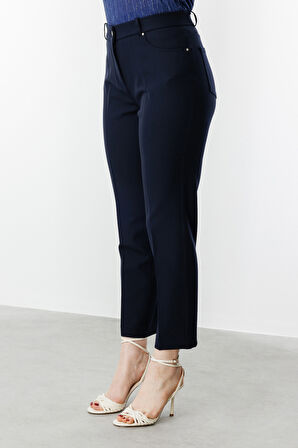 Ekol Kadın Büyük Beden Beli Lasikli Yan Cep Pantolon 2004 Lacivert