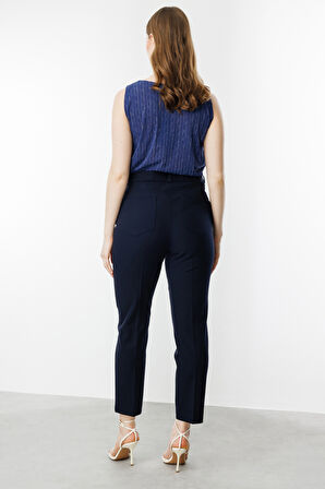 Ekol Kadın Büyük Beden Beli Lasikli Yan Cep Pantolon 2004 Lacivert