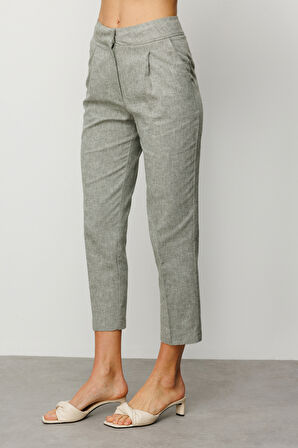 Ekol Kadın Yüksel Bel Yandan Cepli Pantolon 4068 Oliv