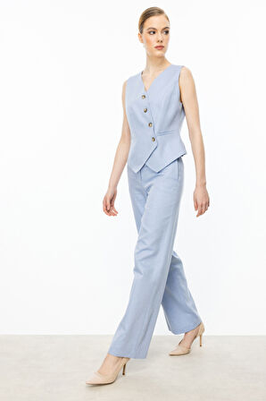 Ekol Kadın Boru Paça Yandan Cepli Pantolon 4080 Mavi