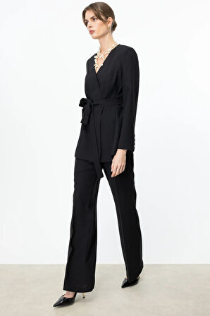 Ekol Kadın Yüksek Bel Bol Paça Pantolon 4234 Siyah