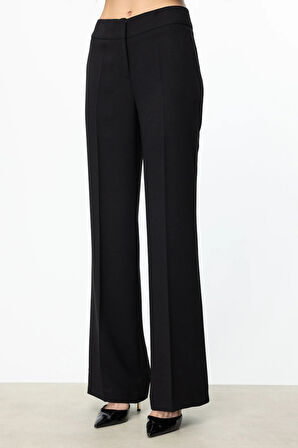 Ekol Kadın Yüksek Bel Bol Paça Pantolon 4234 Siyah