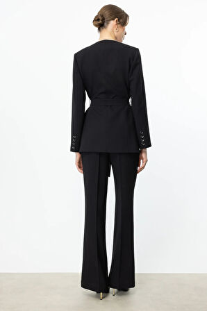 Ekol Kadın Yüksek Bel Bol Paça Pantolon 4234 Siyah