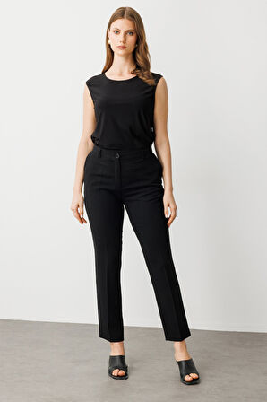 Ekol Kadın Büyük Beden Yan Cep Dar Paça Pantolon 4986 Siyah