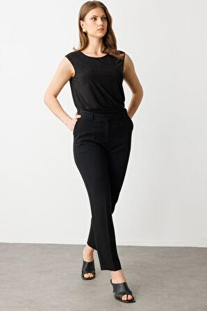 Ekol Kadın Büyük Beden Yan Cep Dar Paça Pantolon 4986 Siyah