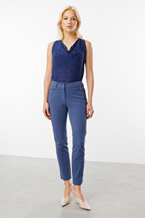 Ekol Kadın Beş Cep Dar Paça Kanvas Pantolon 2050 Indigo