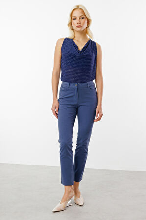 Ekol Kadın Beş Cep Dar Paça Kanvas Pantolon 2050 Indigo