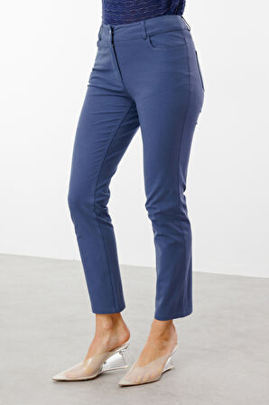 Ekol Kadın Beş Cep Dar Paça Kanvas Pantolon 2050 Indigo