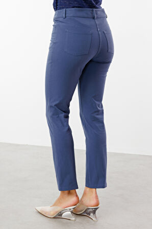 Ekol Kadın Beş Cep Dar Paça Kanvas Pantolon 2050 Indigo