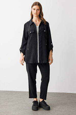 Ekol Kadın Büyük Beden Beli Lastikli Havuç Kesim Pantolon 7574 Siyah